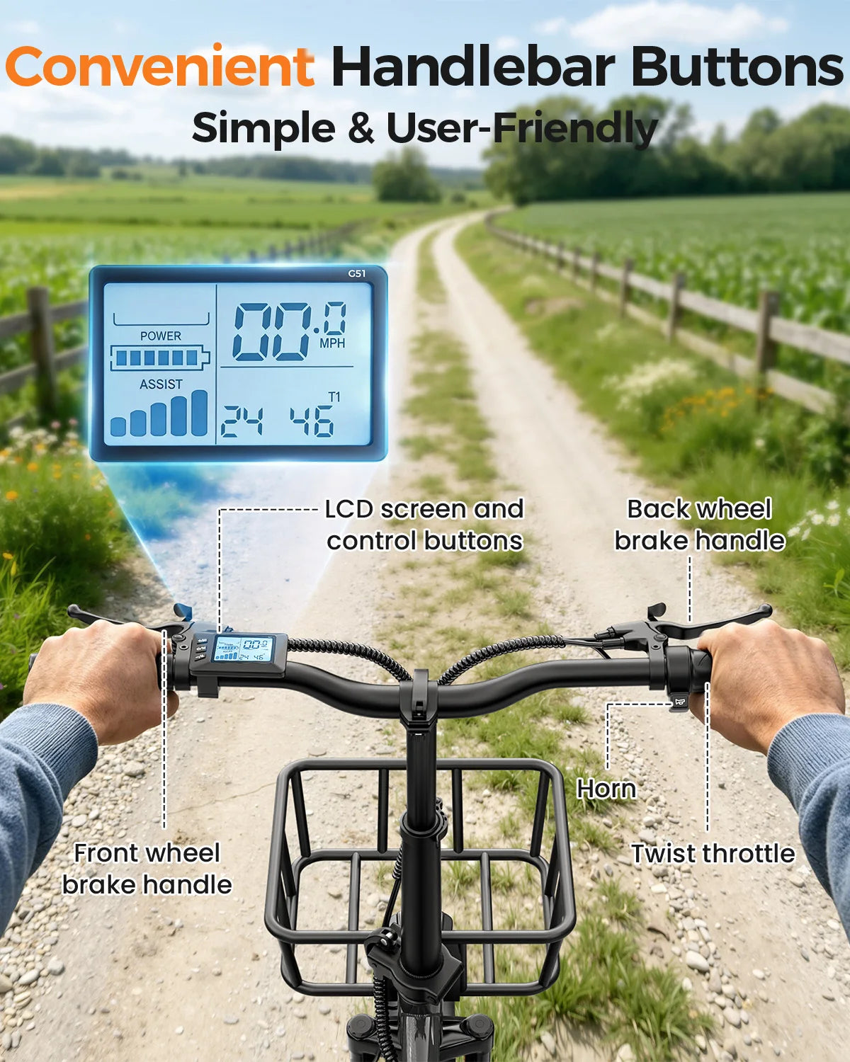 Spacewalk 1200W Peak Electric Trike for Adults, 48V 15Ah Battery 3 Wheel Electric Bike with 60 Miles Range, 18×3.0 Fat Tires, Dual Disc Brakes, Rear Cargo Basket, Adjustable Comfort Seat, Folding E Tricycle for Seniors-Black