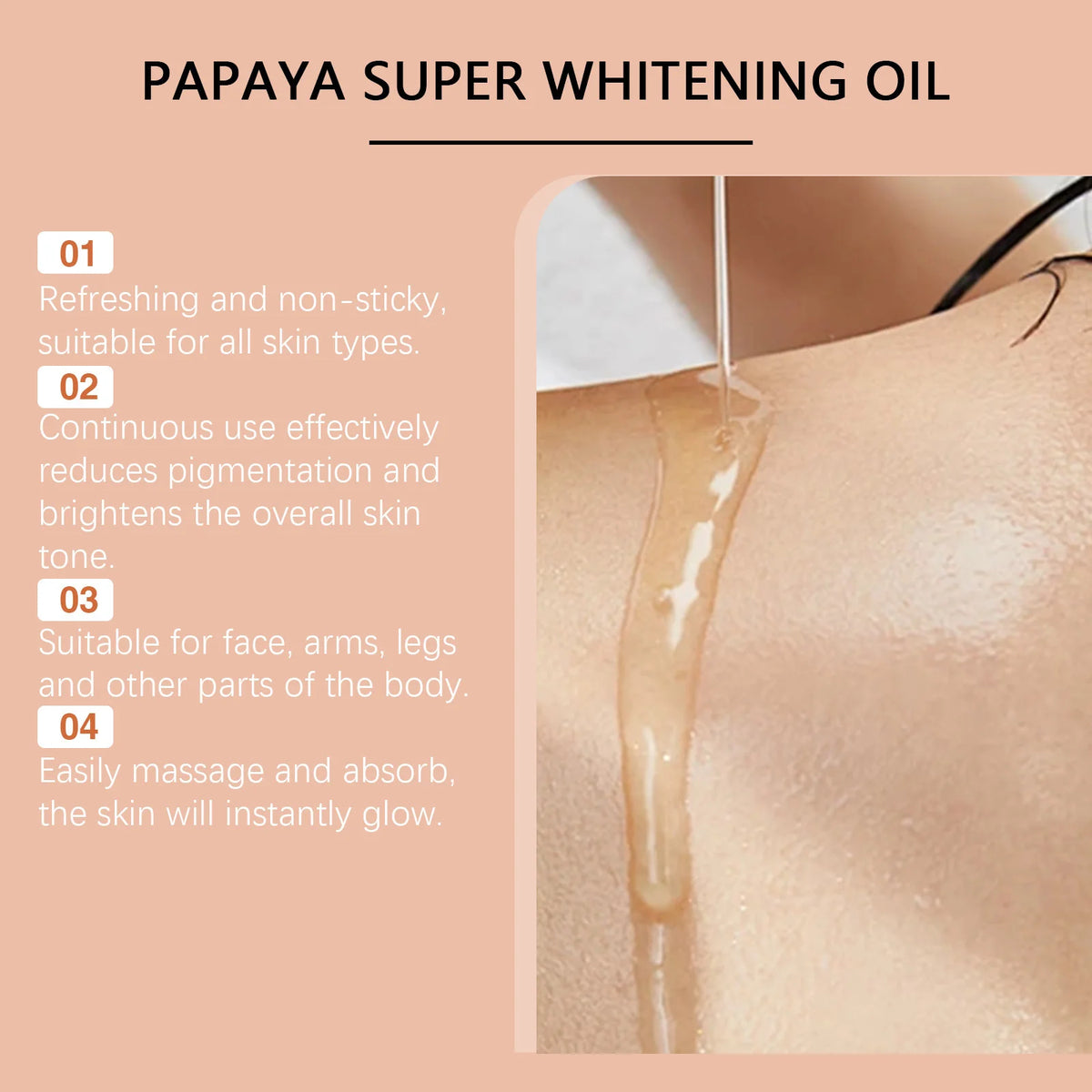 Papaya Face Body Moisturizer Oil Brightening Firming Skin Improve Dullness Anti Sagging Remove Blemish Super Body Whitening Oil