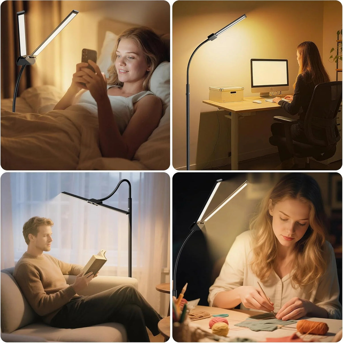Modern LED Floor Lamp with 3 Color Modes 8 Brightness Levels and USB