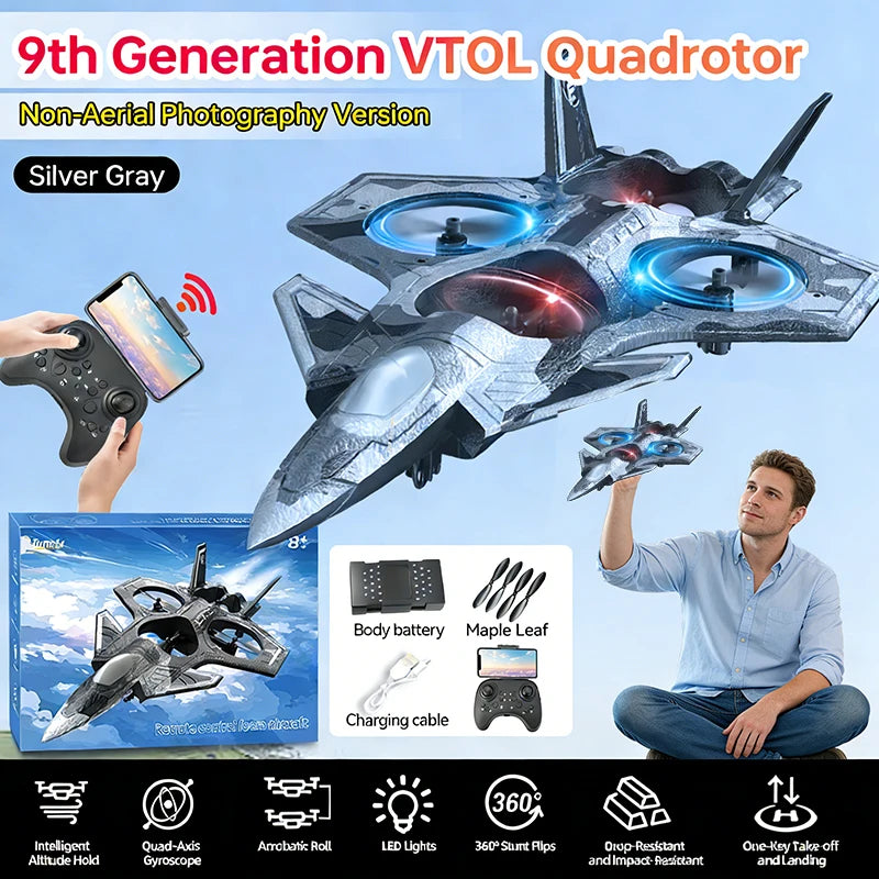 TongLi M5 RC JI Fighter Plane Drone with Stunt Flip Altitude Hold