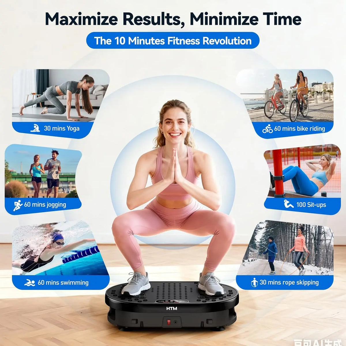 Vibration Plate 18 inch Exercise Machine Whole Body Workout Power Vibrate Fitness Platform Weight Loss Shaping 120 Speed Levels