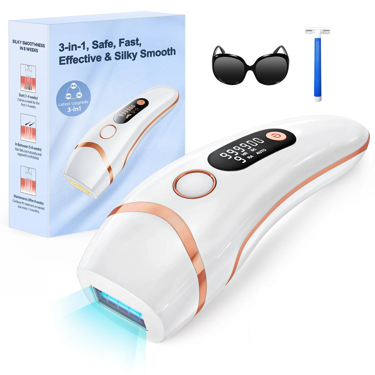 IPL Hair Removal Device With 999000 Flashes for Men and Women