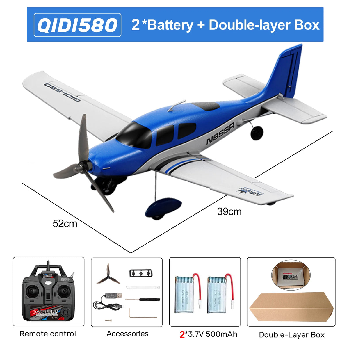 4CH RC Plane QIDI580 Brushless Stunt Glider 2.4G Remote Control Aircraft EPP Foam Fixed Wing Airplane Model Toys