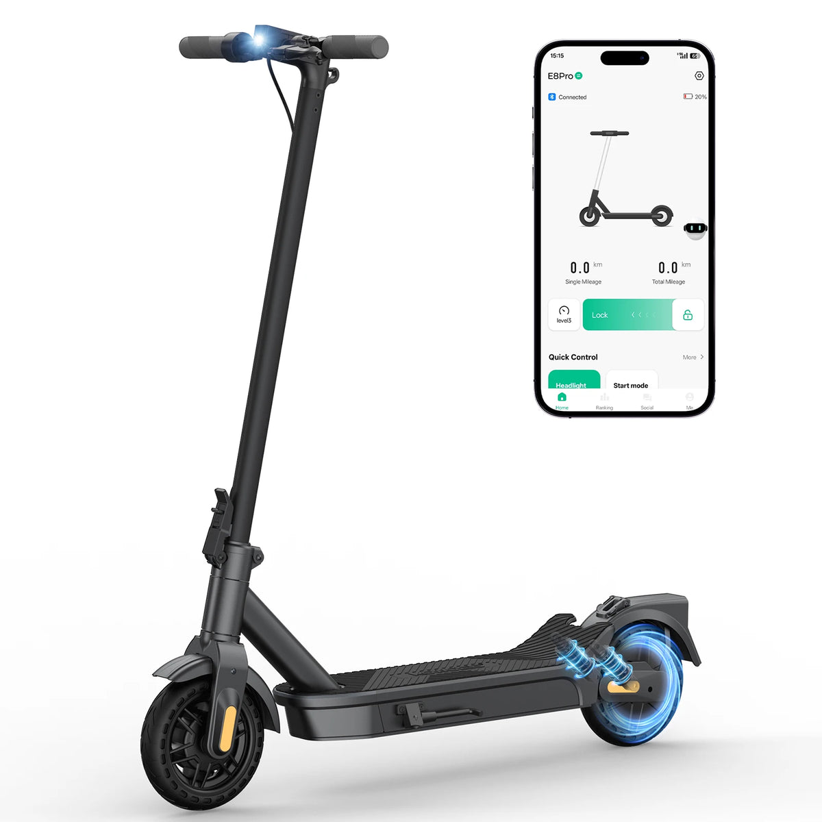 Foldable Electric Scooter High Speed E- Scooter 8.5" Tire Double Suspension 500W 30KM Long Range Fast Charging Adult Scooter