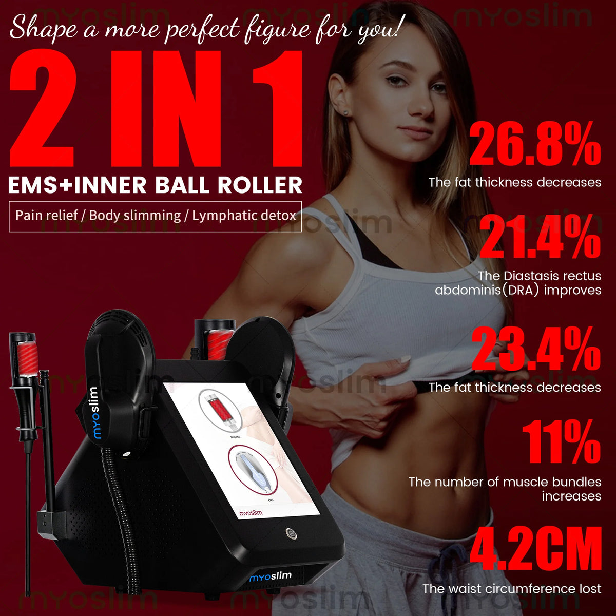 6500WPRO EMS Inner Ball Roller Body Sculpting Machine 360 Muscle Stimulator Massager RF Shaping Slimming Myoslim