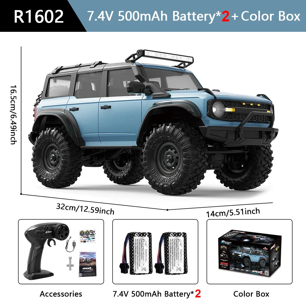 HB Model 1/16 RC Car 2.4G 4WD Off-Road Remote Control Cars with Colorful Lights Crawler Climbing Vehicle Toys for Adult