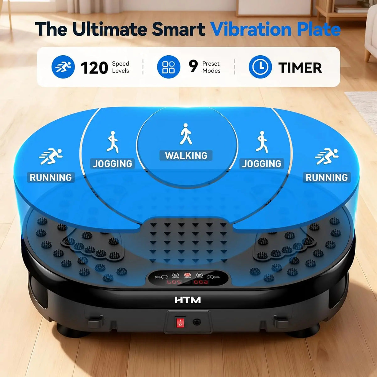 Vibration Plate 18 inch Exercise Machine Whole Body Workout Power Vibrate Fitness Platform Weight Loss Shaping 120 Speed Levels