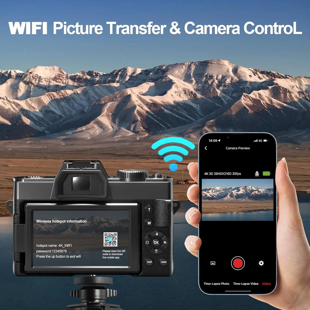 48MP 4K Vlogging Camera with 16X Zoom Flip Screen and Macro Lens