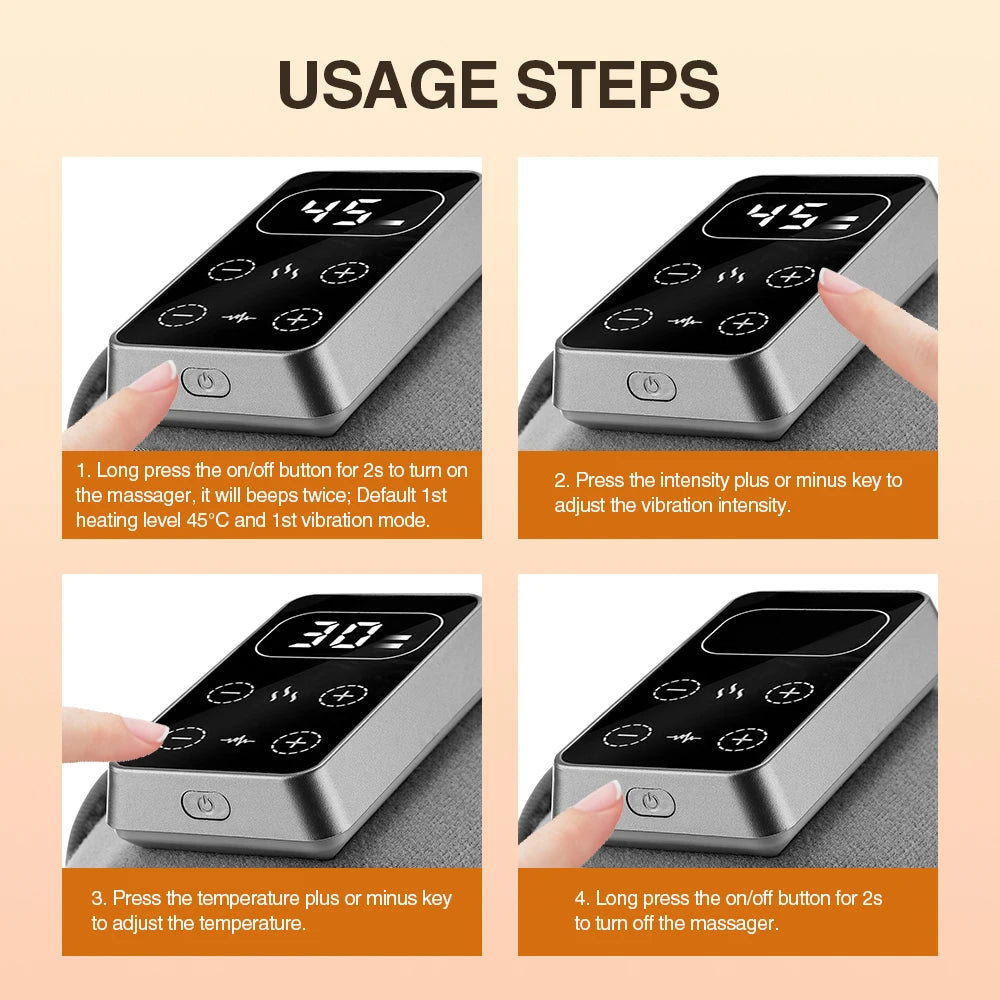 Cordless Heated Knee Massager 3 Vibration 5 Warm Compress Levels 3000mAh Rechargeable Knee Brace Wrap for Knee Elbow Shoulder Relaxation Home Office Travel Fitness Yoga
