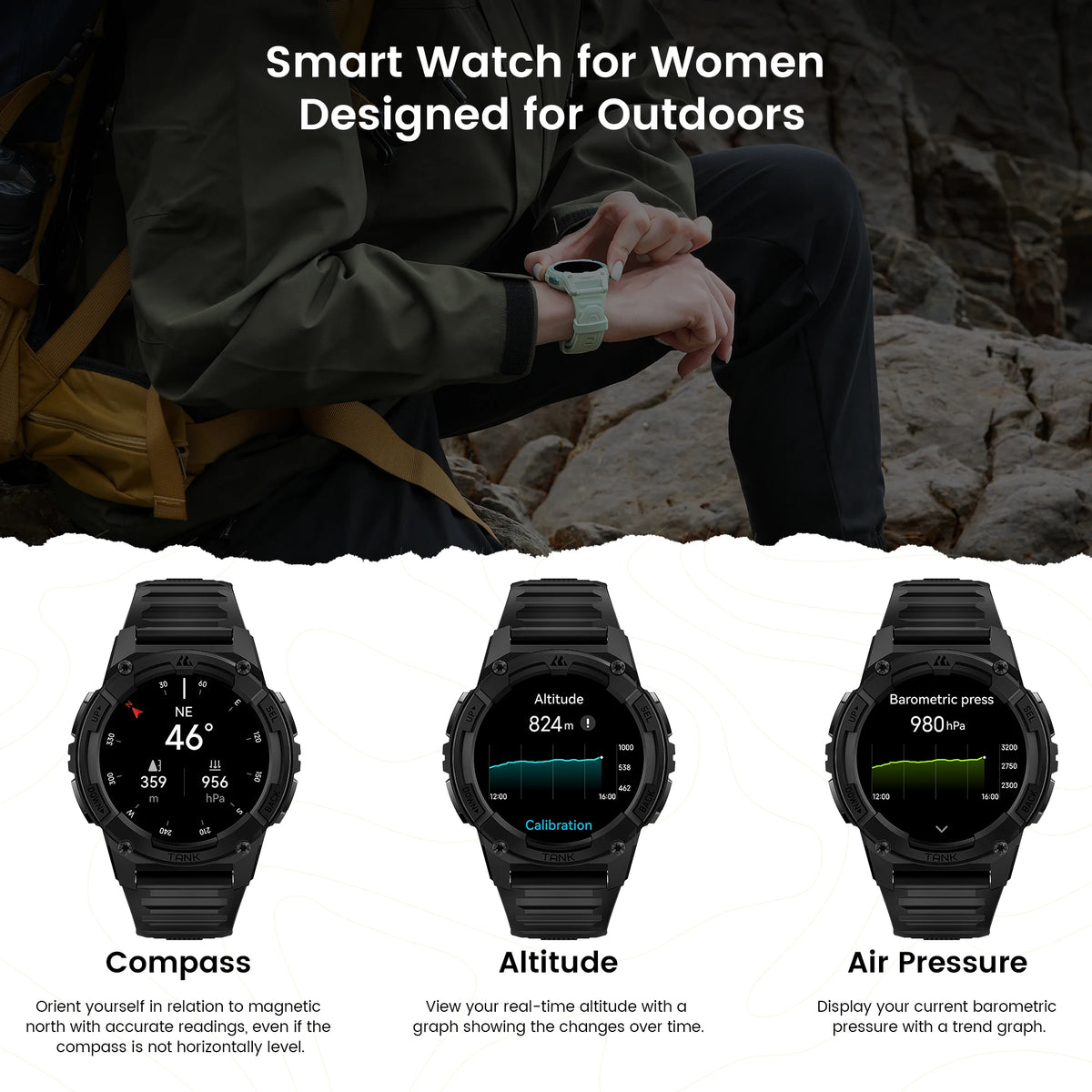 KOSPET Tank S2 GPS Smartwatch for Women with AMOLED IP69K Waterproof