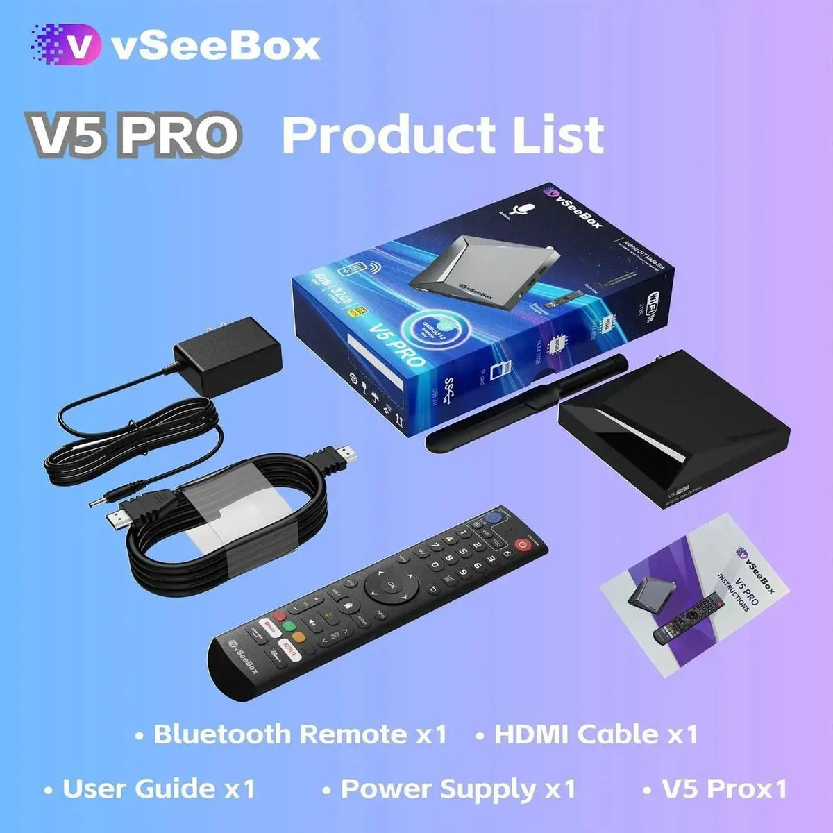 VseeBox V5 Pro 2025 Android 12 8K Streaming TV Box 4GB RAM 32GB Storage
