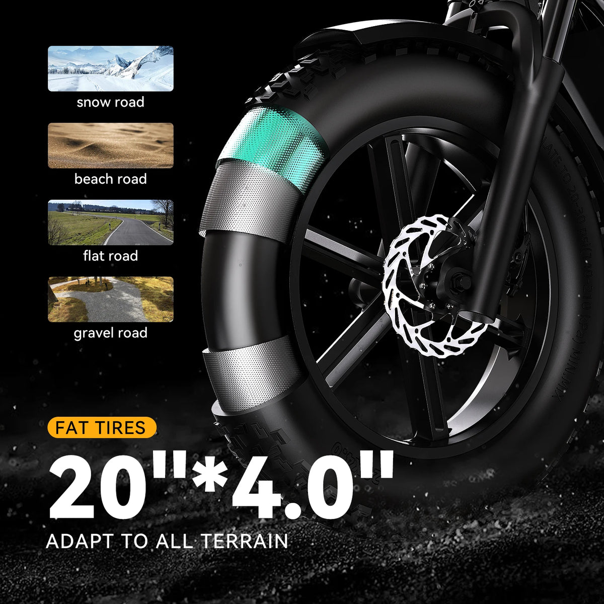 Cybervelo EK11 1000W Fat Tire Electric Dirt Bike 20" All-Terrain E-Bike 30MPH 48V 20AH/30AH Removable Battery