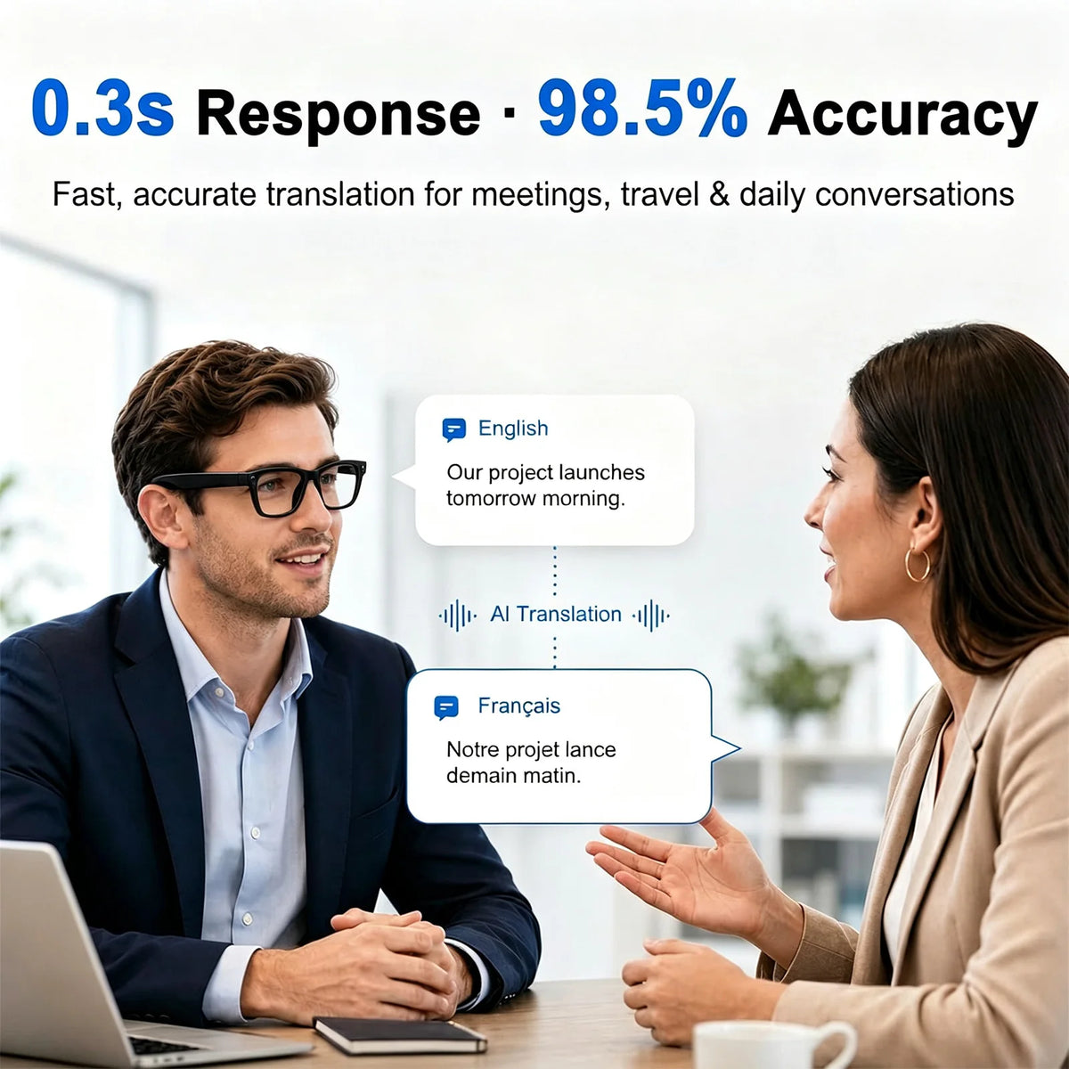 AI Smart Glasses With 4K Camera, Real Time Translation And Bluetooth Audio