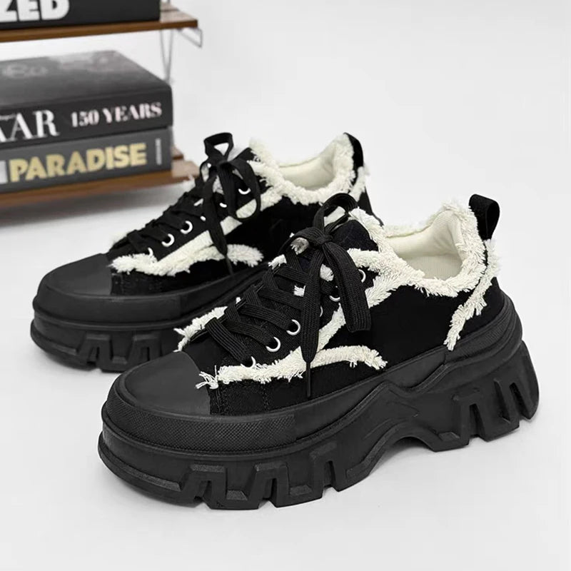 Mens High Top Canvas Platform Sneakers Non Slip Casual Shoes
