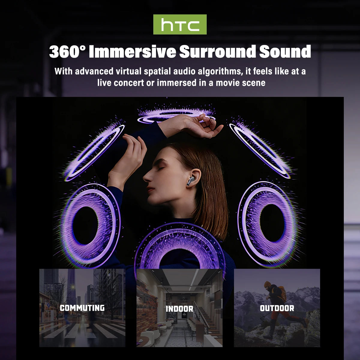 HTC NE70 Wireless Bluetooth Earbuds With AI Translator And 30 Hour Battery Life