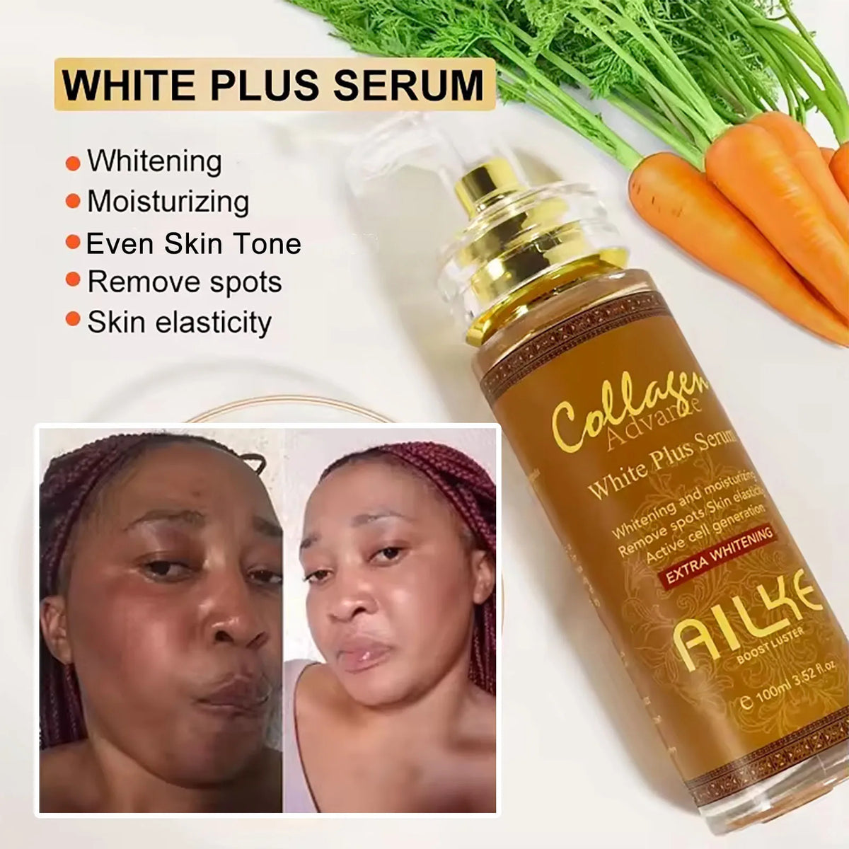 AILKE Collagen Whitening Kit, Skin Moisturizer, Hydration, Remove Dark Spots, Sun Spots, Freckles, Melanin, Even Skin Tone