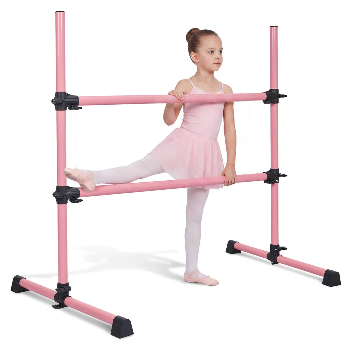 Adjustable 4 Foot Freestanding Ballet Barre for Dance Pilates and Stretching