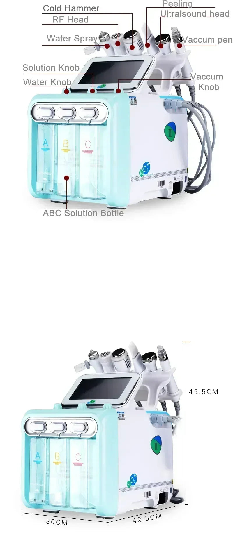 7 in 1 Professional Hydra Facial Machine Hydrogen Oxygen Skin Management Machine Ultrasonic Skin Scrubber Oxygen Injection Beauty Instrument With LED Mask