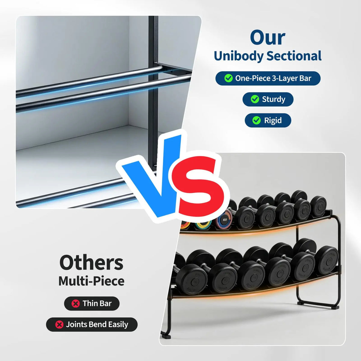Dumbbell Rack 3 Tier 260 LB Per Tier Weight Rack 42.9 Inch For Home Gym