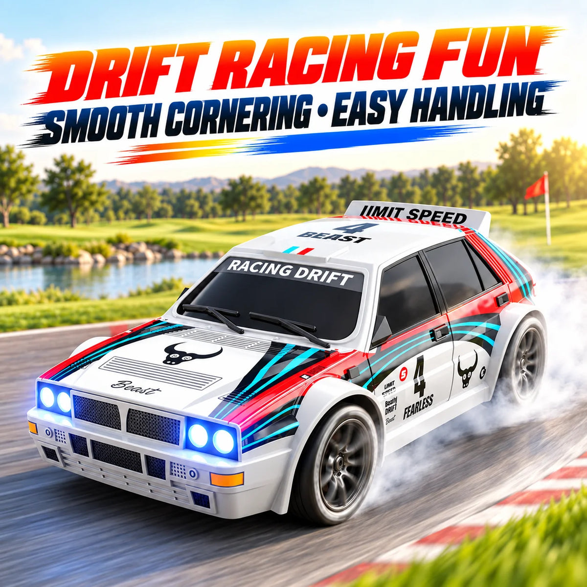1 24 Scale 4WD RC Drift Car With LED Headlights And Spare Tires