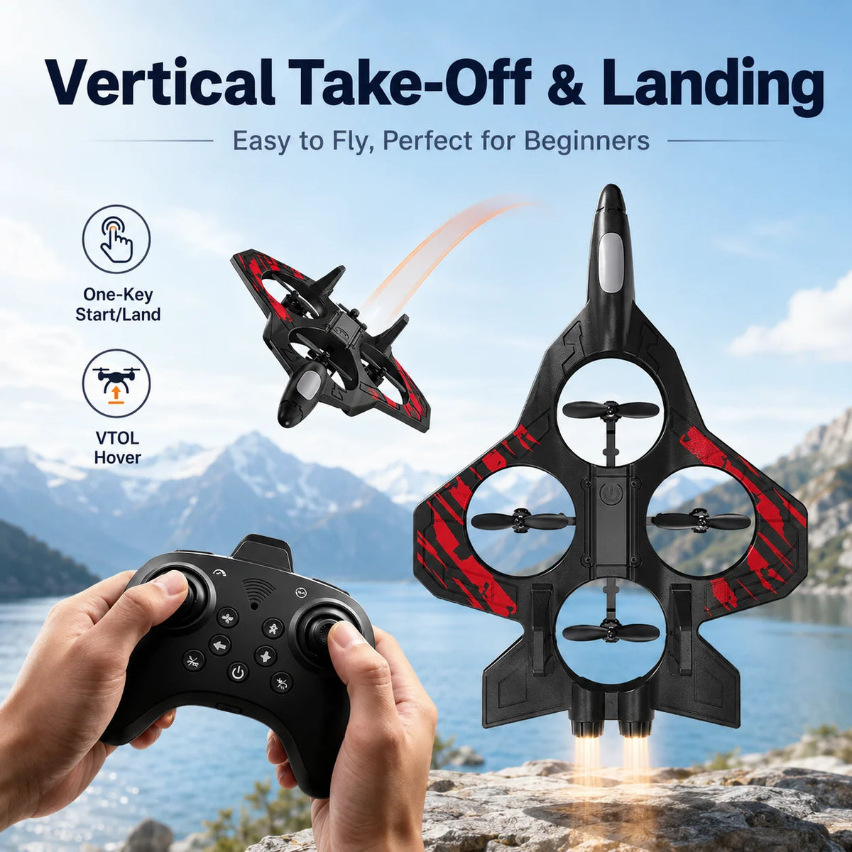 YL87 EPP Foam RC Fighter Plane With LED Lights and 360 Stunts for Kids