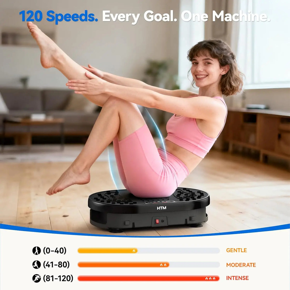 Vibration Plate 18 inch Exercise Machine Whole Body Workout Power Vibrate Fitness Platform Weight Loss Shaping 120 Speed Levels