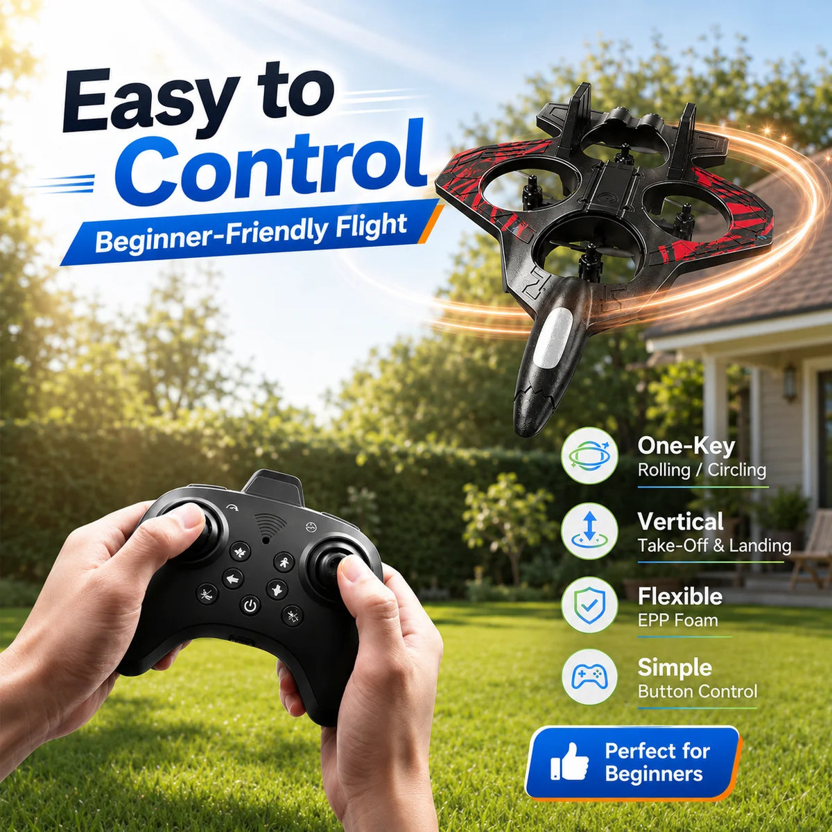 YL87 EPP Foam RC Fighter Plane With LED Lights and 360 Stunts for Kids
