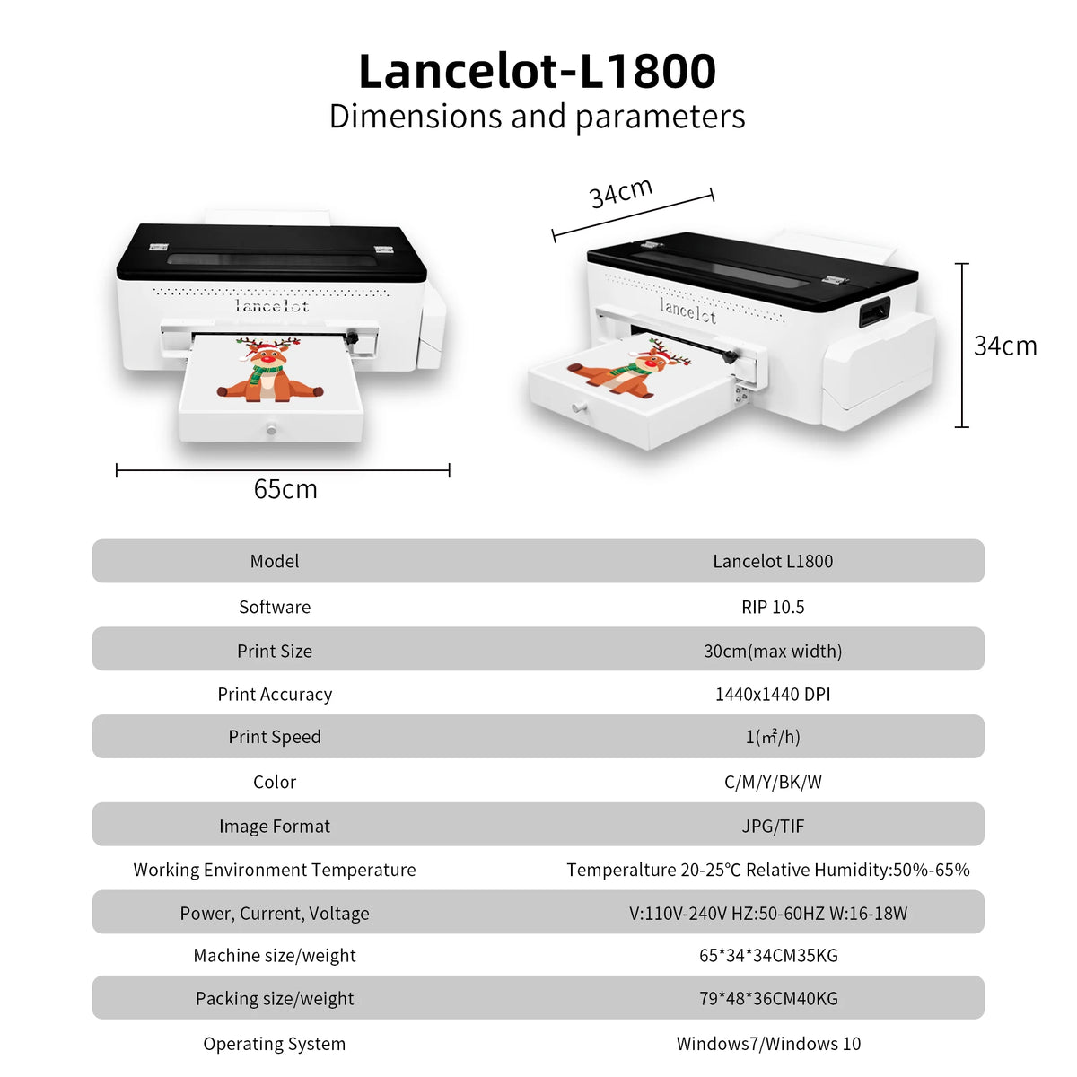 A3 DTF Printer Bundle with L1800 Printhead Laptop and Curing Oven