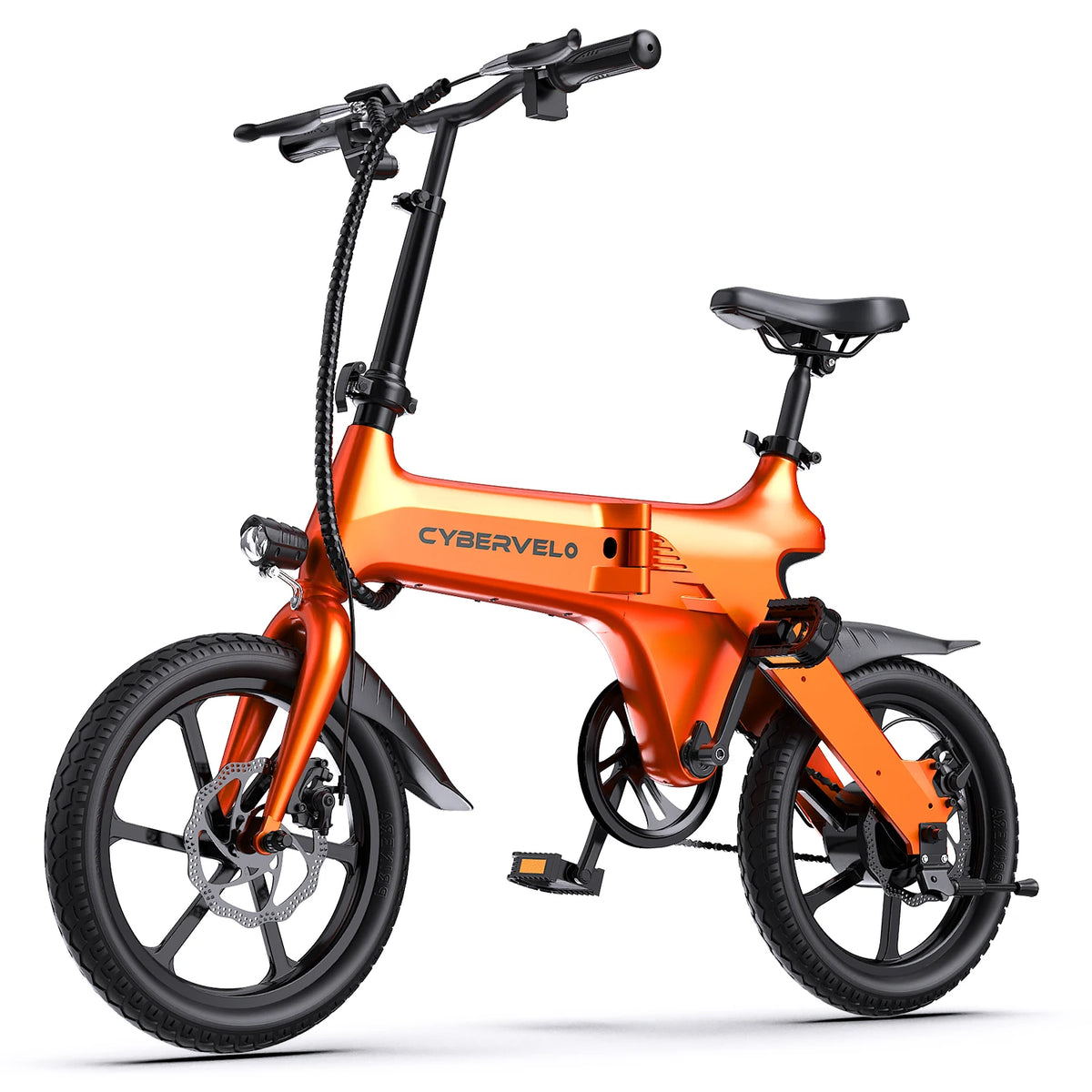 Cybervelo 500W Peak Motor, Foldable E-Bike, Adult City Travel Electric Bike, 20MPH Ultra Light Weight Long Range Commuter EK13