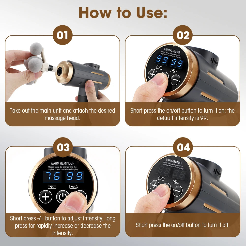 Cordless Percussion Massager Gun with 99 Speeds and 11 Massage Heads
