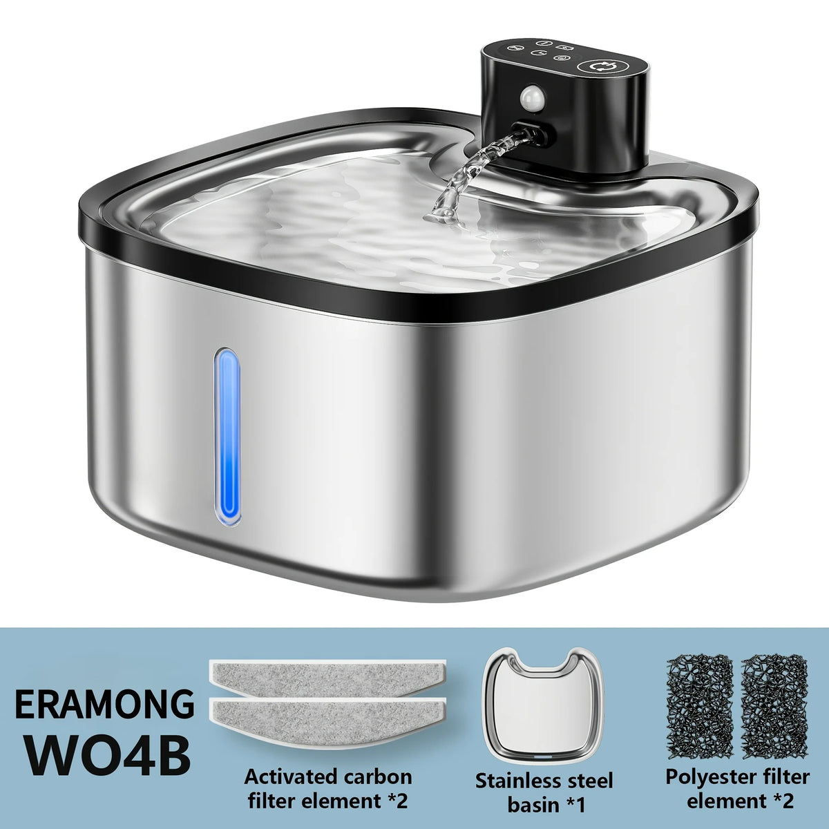 118 Oz Stainless Steel Smart Cat Water Fountain With Motion Sensor
