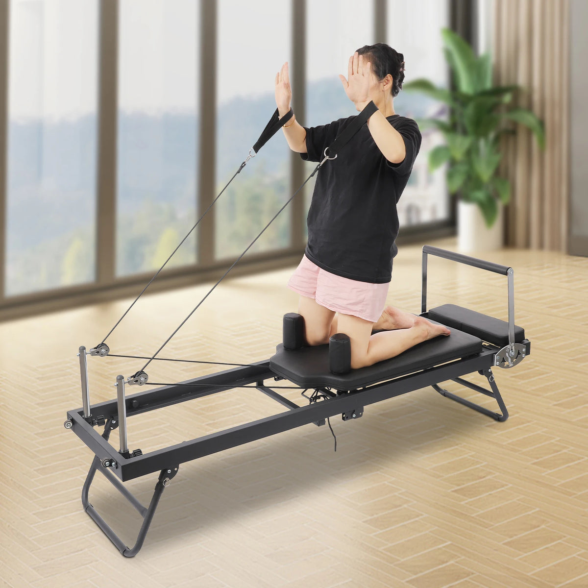 Foldable Pilates Reformer Machine Portable Home Fitness Equipment