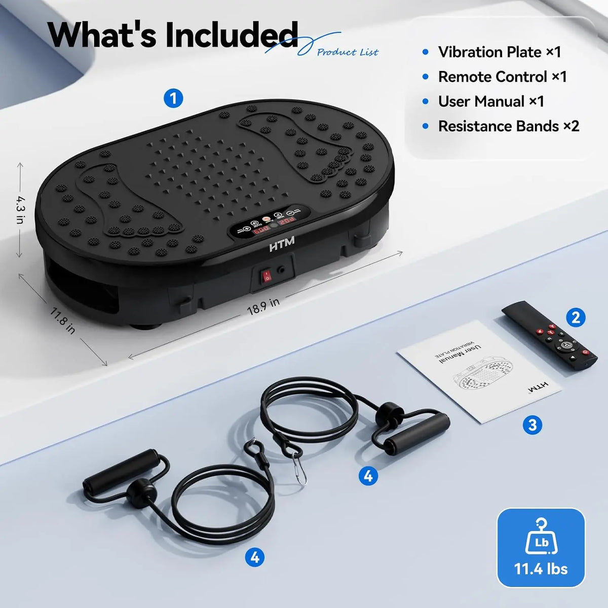 Vibration Plate 18 inch Exercise Machine Whole Body Workout Power Vibrate Fitness Platform Weight Loss Shaping 120 Speed Levels