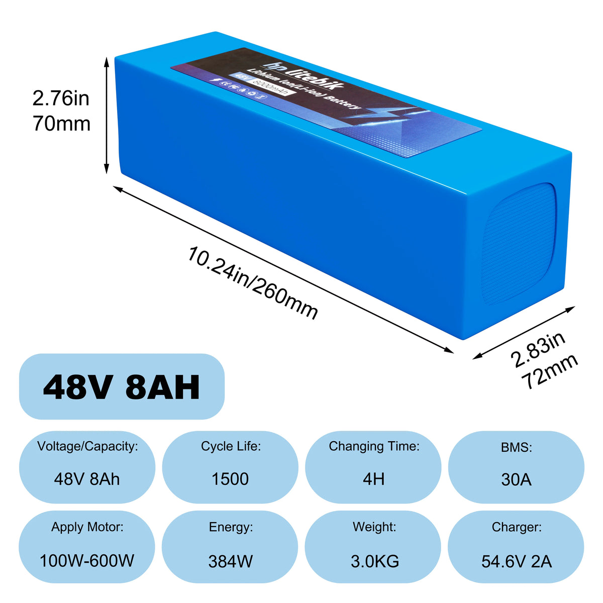 24V 36V 48V Battery, 10Ah/ 14AH/ 16AH/ 20AH Ebike Battery for 200-1200W Electric Bike Bicycle, Scooter and Other Motor