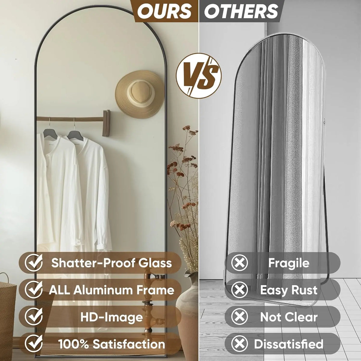 Full Length Floor Mirror 58 Inch Oversized Body Mirror With Stand