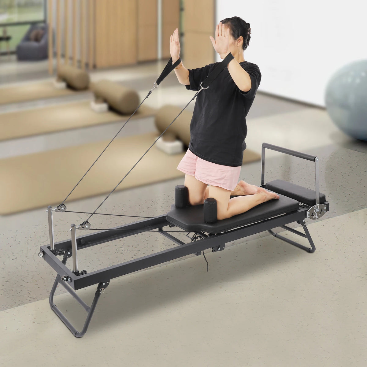 Foldable Pilates Reformer Machine Portable Home Fitness Equipment
