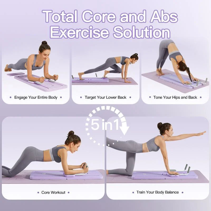 Foldable Pilates Board With Timer Resistance Tubes And Yoga Mat