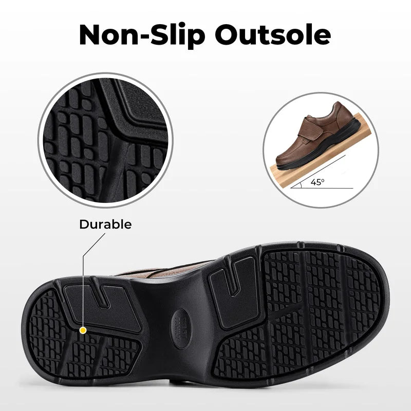 FitVille Mens Wide Toe Box Oxford Walking Shoes With Arch Support