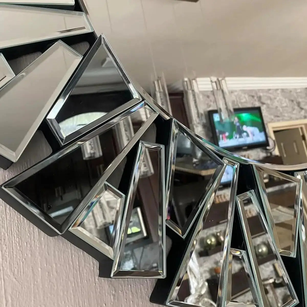 Silver Sunburst Round Wall Mirror 800mm Beveled Glass Decorative Accent Mirror