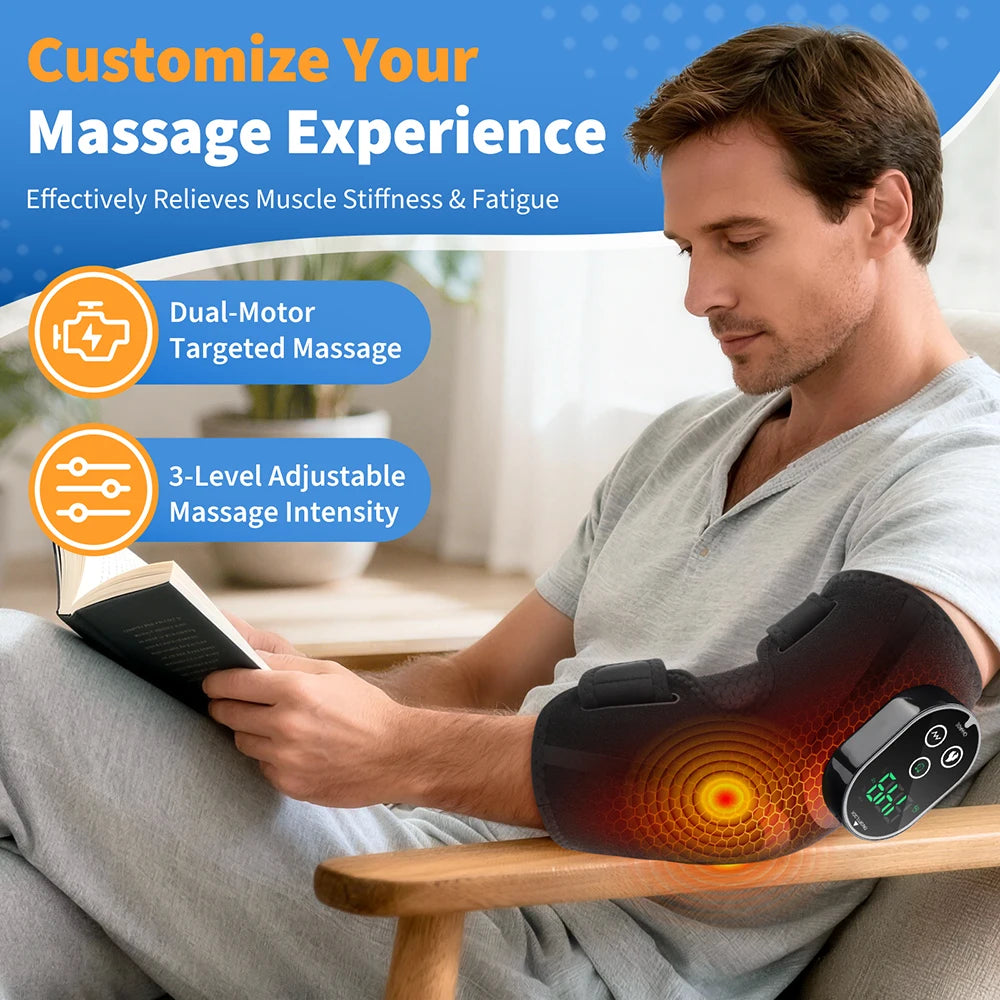 Cordless Heated Vibration Elbow Wrap Support Adjustable Arm Massager Warmer for Elbow Relaxation Muscle Comfort Daily Use Home Office Fitness