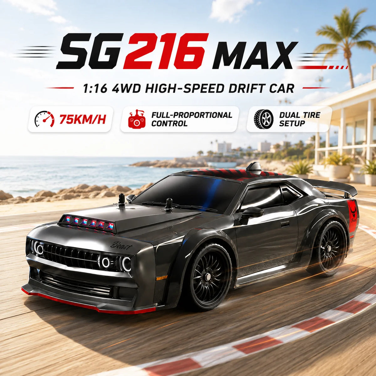 ZNLYRION SG216MAX 4WD Brushless RC Drift Car With LED Lights 2.4G
