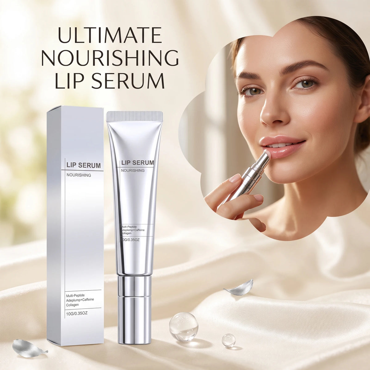 Lip Nourishing Serum Hydrating Moisturizing Plumping Firming Collagen Peptides Fade Lines Lip Plumper Volumizing Smoothing Gloss Treatment