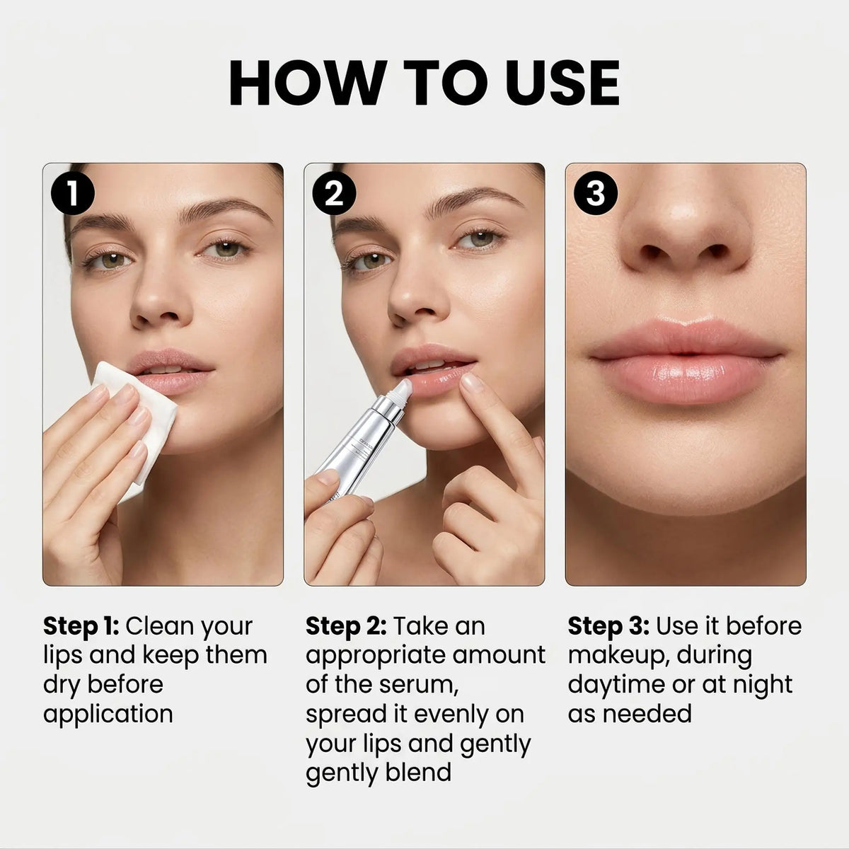Lip Nourishing Serum Hydrating Moisturizing Plumping Firming Collagen Peptides Fade Lines Lip Plumper Volumizing Smoothing Gloss Treatment