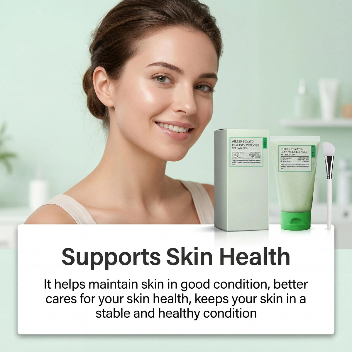 Ouhoe Green Tomato Face Wash Deep Pore Cleanser Oil Control Brightening Gentle Daily Exfoliating Gel Wash Off Type With Spatula Facial Cleanser