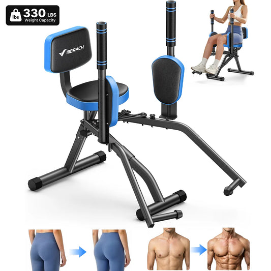 MERACH Hip Abductor Machine Butt Toning Leg Trainer Adjustable Resistance Glute & Outer Thigh Workout Equipment for Home Gym Booty Builder with Bands and Dual Foot Bar 360° Rotating Leg Pads for Women/Sedentary/Postpartum Re