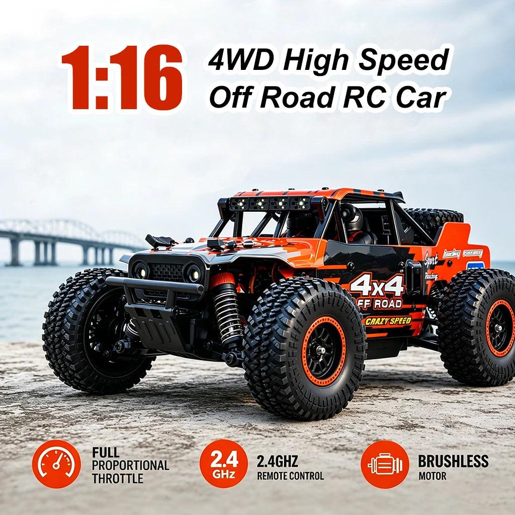 ZNLYRION SG202MAX 1 16 Scale 4WD Brushless RC Monster Truck 55KMH LED Lights
