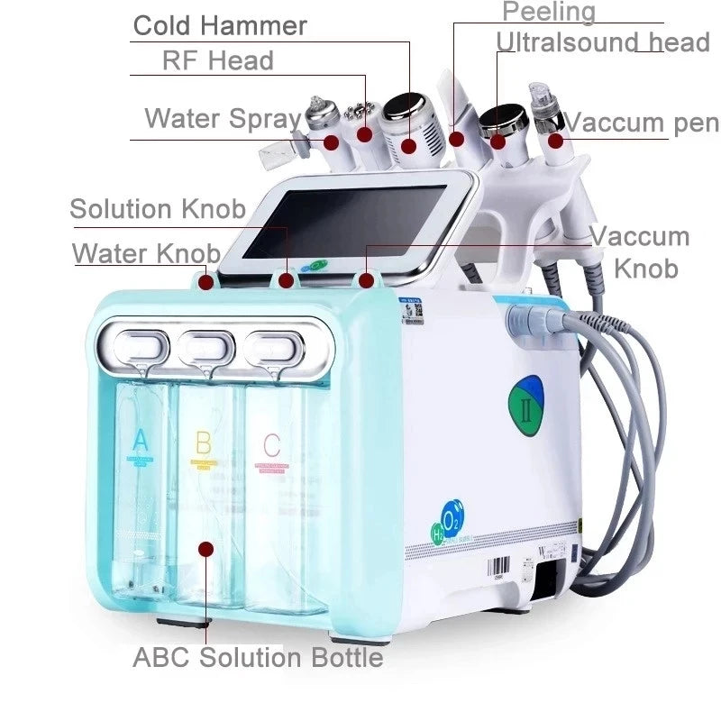 7 in 1 Professional Hydra Facial Machine Hydrogen Oxygen Skin Management Machine Ultrasonic Skin Scrubber Oxygen Injection Beauty Instrument With LED Mask