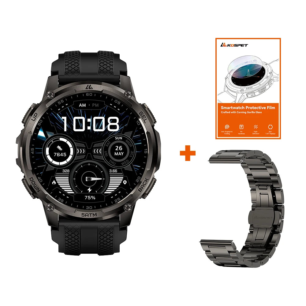 KOSPET TANK T4C Rugged Smartwatch with GPS Flashlight and 50M Waterproof