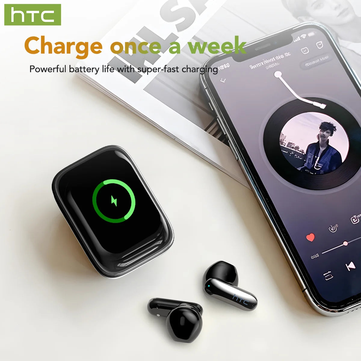 AI Translation Bluetooth Earbuds Sliding Cover 30 Hour Playback Noise Cancelling