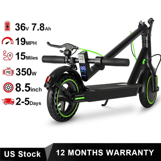 Electric Scooter for Adults, 8.5" Tires, 19Mph, 350WW Motor, 36V 7.8Ah Battery，21Miles Range, Folding E-Scooter with Dual Suspension,APP Control